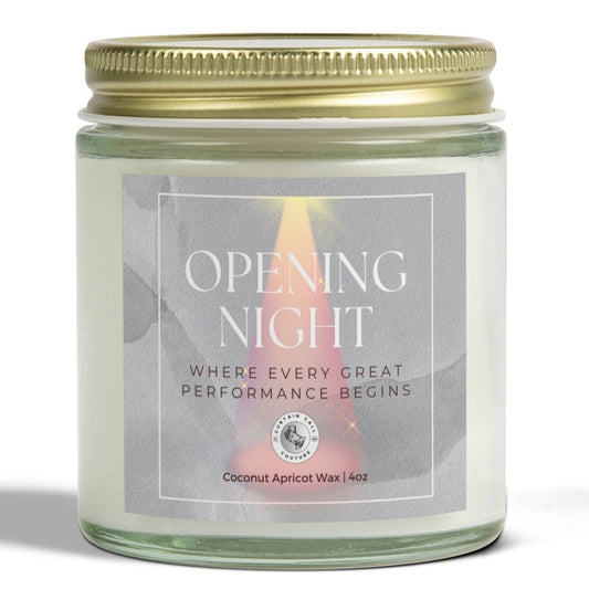 Opening Night Candle - Scented Candle - Coconut Apricot Wax - Theater Decor - Drama Gift - Musicals  - Plays Gift - Theater Lover Gift