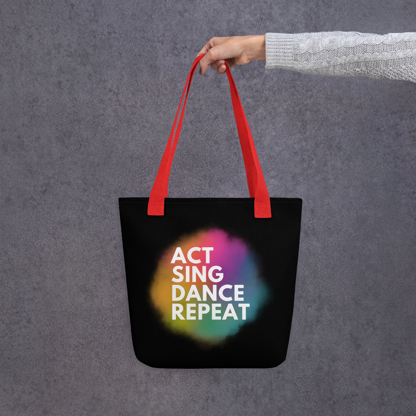 Graphic Act Sing Dance Repeat Bag, Actor Tote, Drama Gift, Musical Theater Student Bag