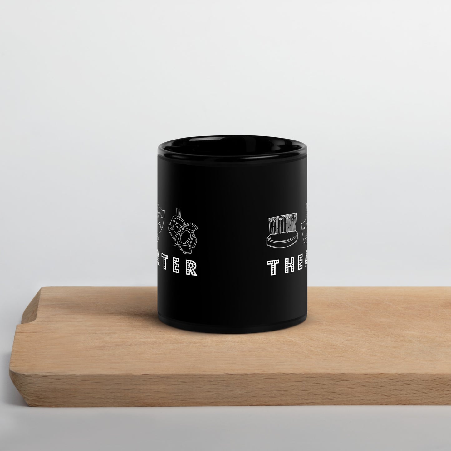 Glossy Black Theater Mug, Plays Lover Gift, Drama Director Mug, Gift for Theater Enthusiast