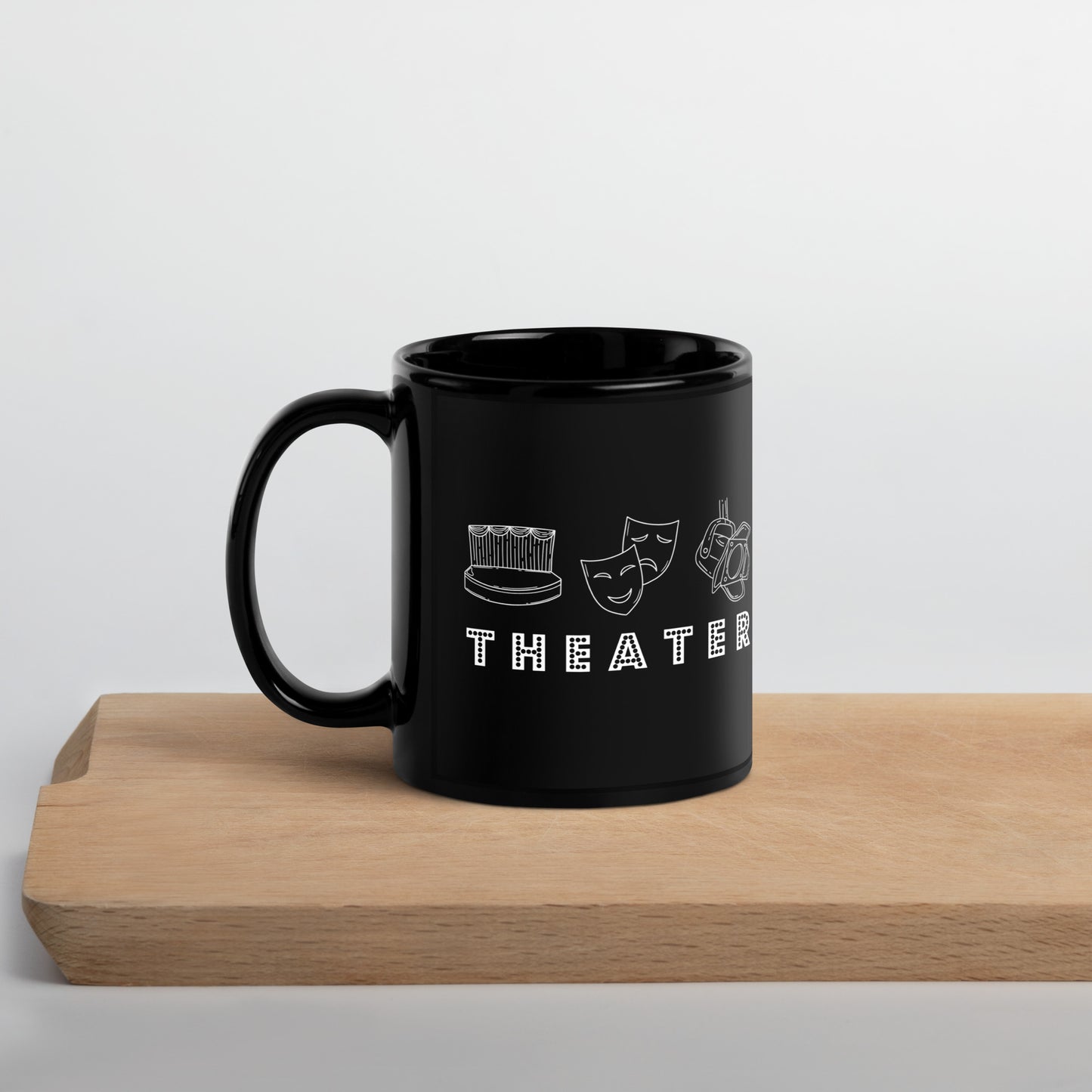 Glossy Black Theater Mug, Plays Lover Gift, Drama Director Mug, Gift for Theater Enthusiast