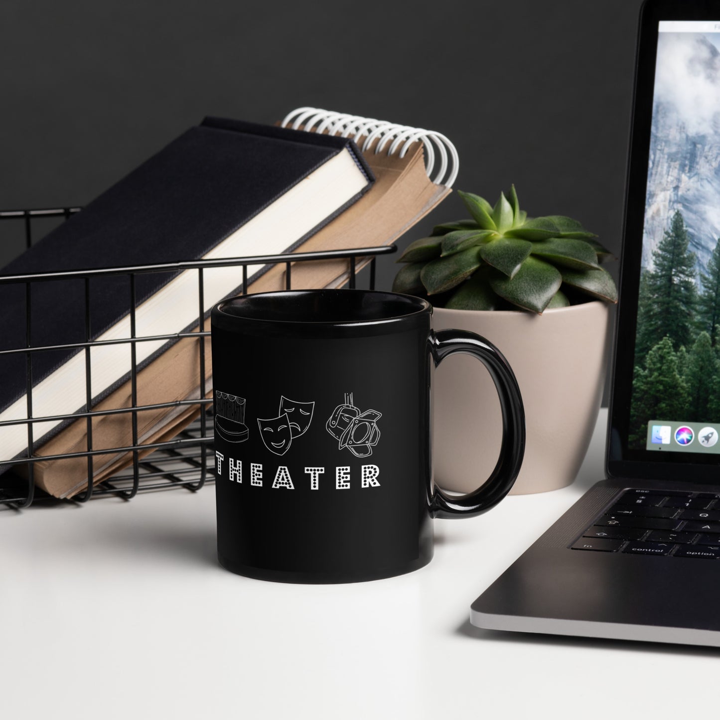 Glossy Black Theater Mug, Plays Lover Gift, Drama Director Mug, Gift for Theater Enthusiast