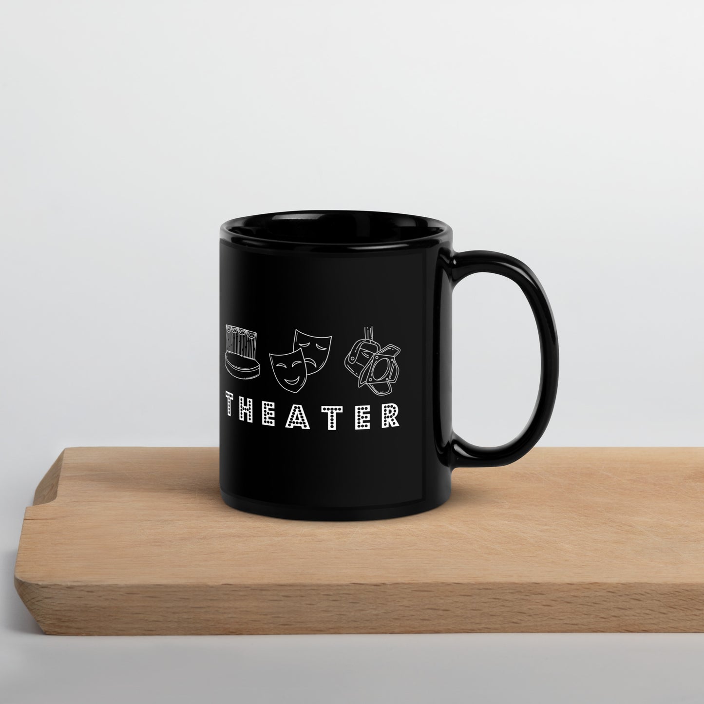 Glossy Black Theater Mug, Plays Lover Gift, Drama Director Mug, Gift for Theater Enthusiast