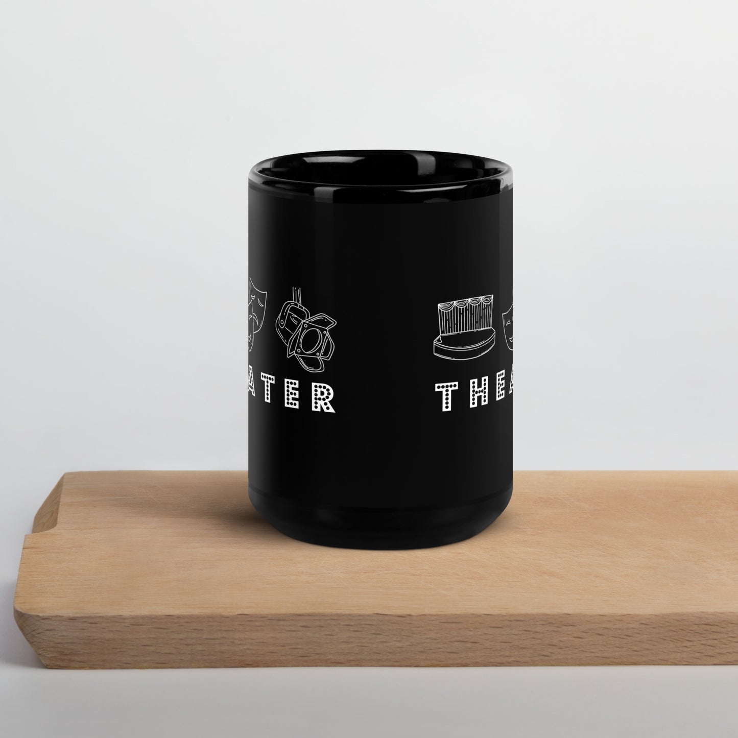 Glossy Black Theater Mug, Plays Lover Gift, Drama Director Mug, Gift for Theater Enthusiast