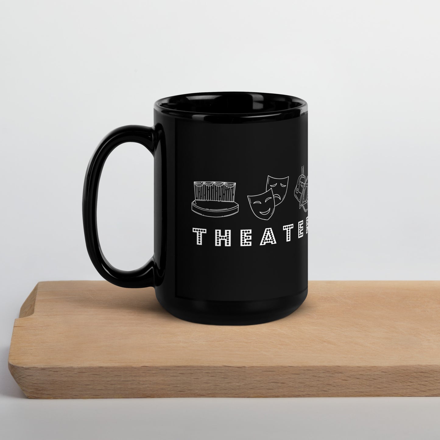 Glossy Black Theater Mug, Plays Lover Gift, Drama Director Mug, Gift for Theater Enthusiast