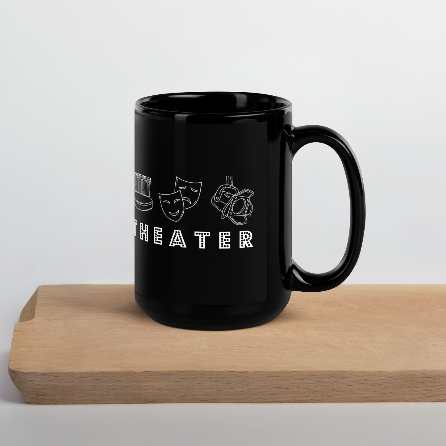 Glossy Black Theater Mug, Plays Lover Gift, Drama Director Mug, Gift for Theater Enthusiast