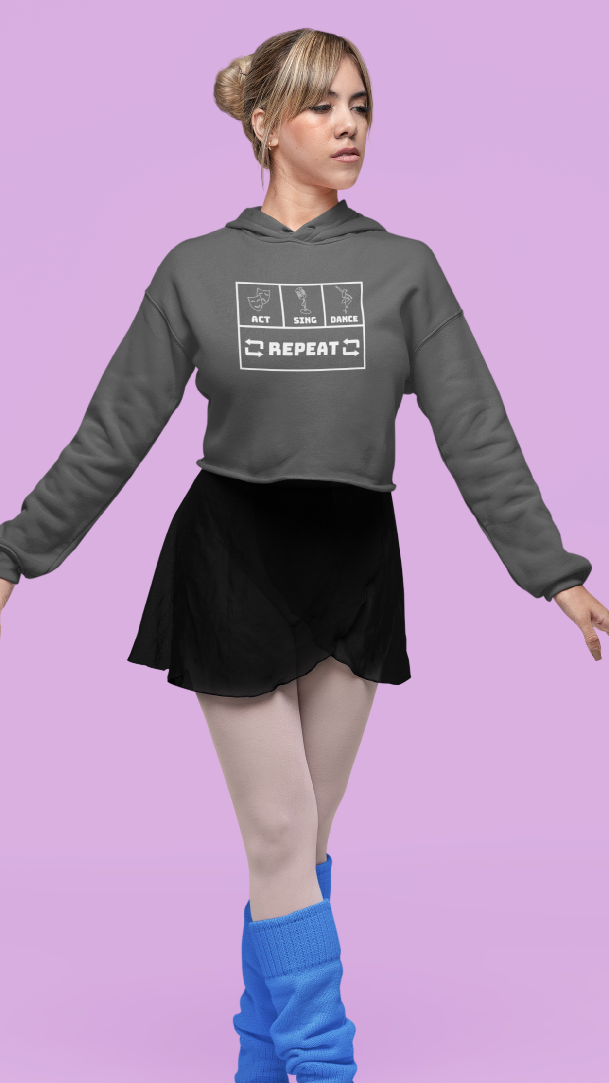 Act Sing Dance Repeat Crop Hoodie, Theater Actor Crop, Musical Performer Hoodie, Rehearsal Gear