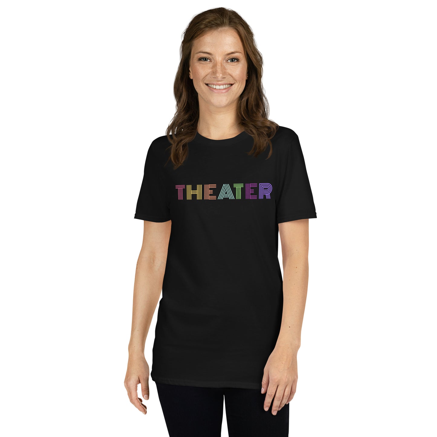 Theater Short-Sleeve Unisex T-Shirt, Colorful Text Tee, Theater Lover Shirt, Drama Plays Gift, Musical Student Gift