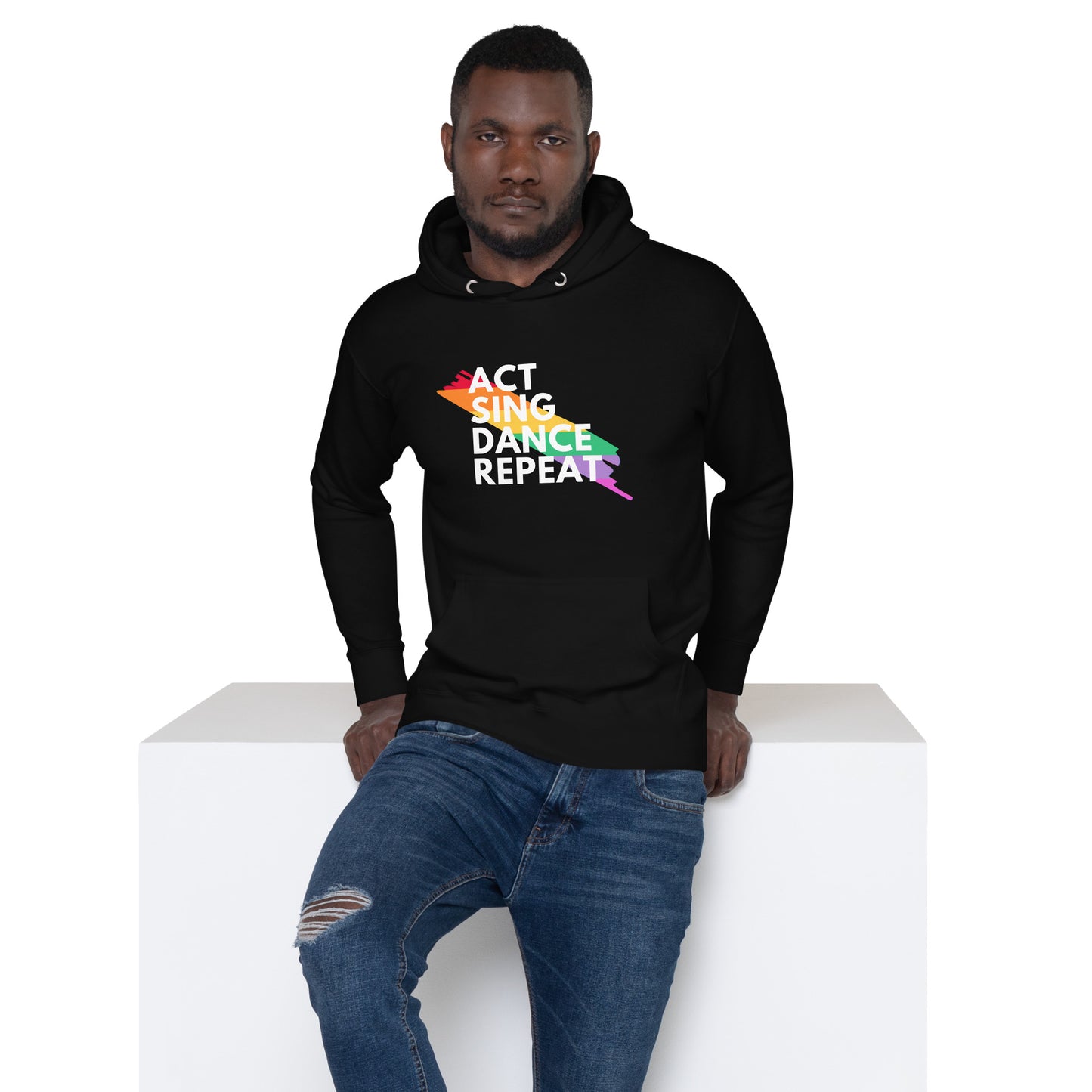 Rainbow Splash Unisex Theater Lover Hoodie, Act Sing Dance Repeat Sweatshirt, Musicals Drama Plays