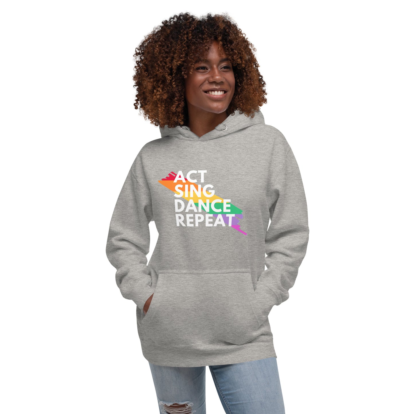 Rainbow Splash Unisex Theater Lover Hoodie, Act Sing Dance Repeat Sweatshirt, Musicals Drama Plays